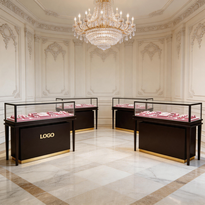 Glass Countertop Display Case for Jewelry Store Wooden Showcase