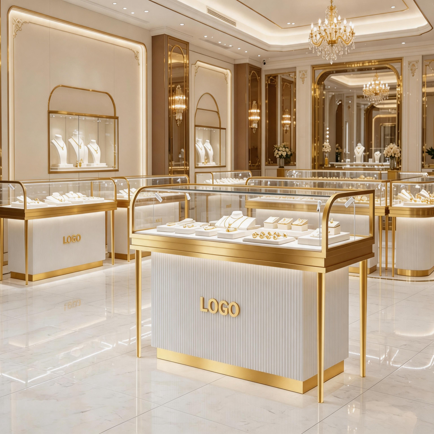 Stainless Steel Electroplated Jewelry Display Stand - Countertop Showcase Rack for Retail Stores Jewelry cabinet