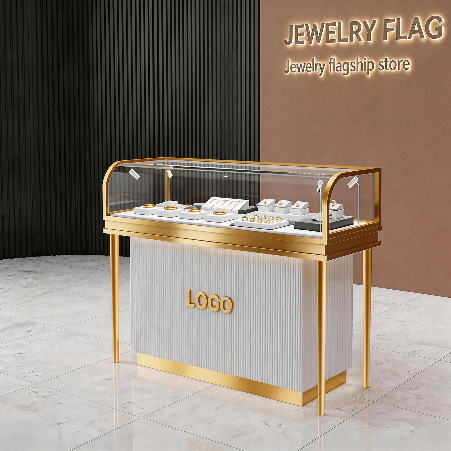 Stainless Steel Electroplated Jewelry Display Stand - Countertop Showcase Rack for Retail Stores Jewelry cabinet