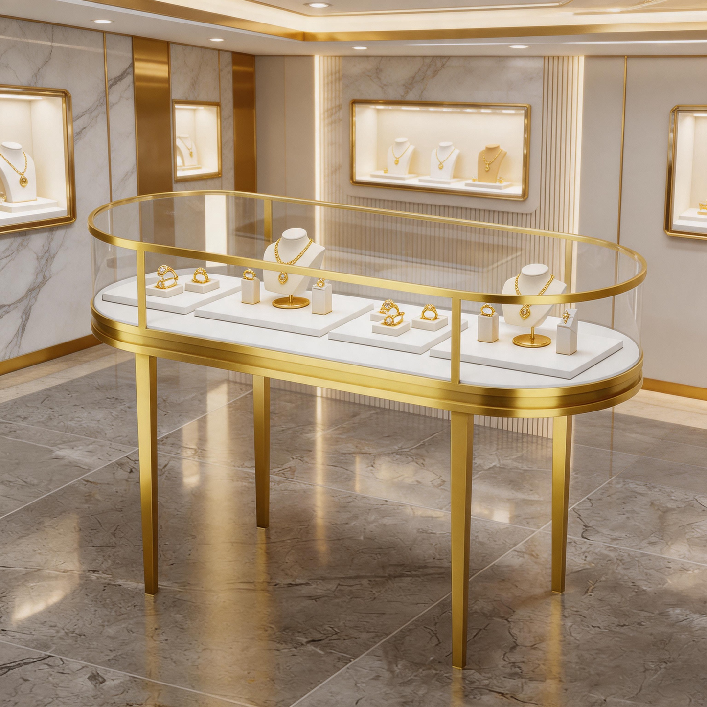 Heavy Duty Stainless Steel Jewelry Showcase - Rustproof Counter Display Stand for Shops Jewelry cabinet