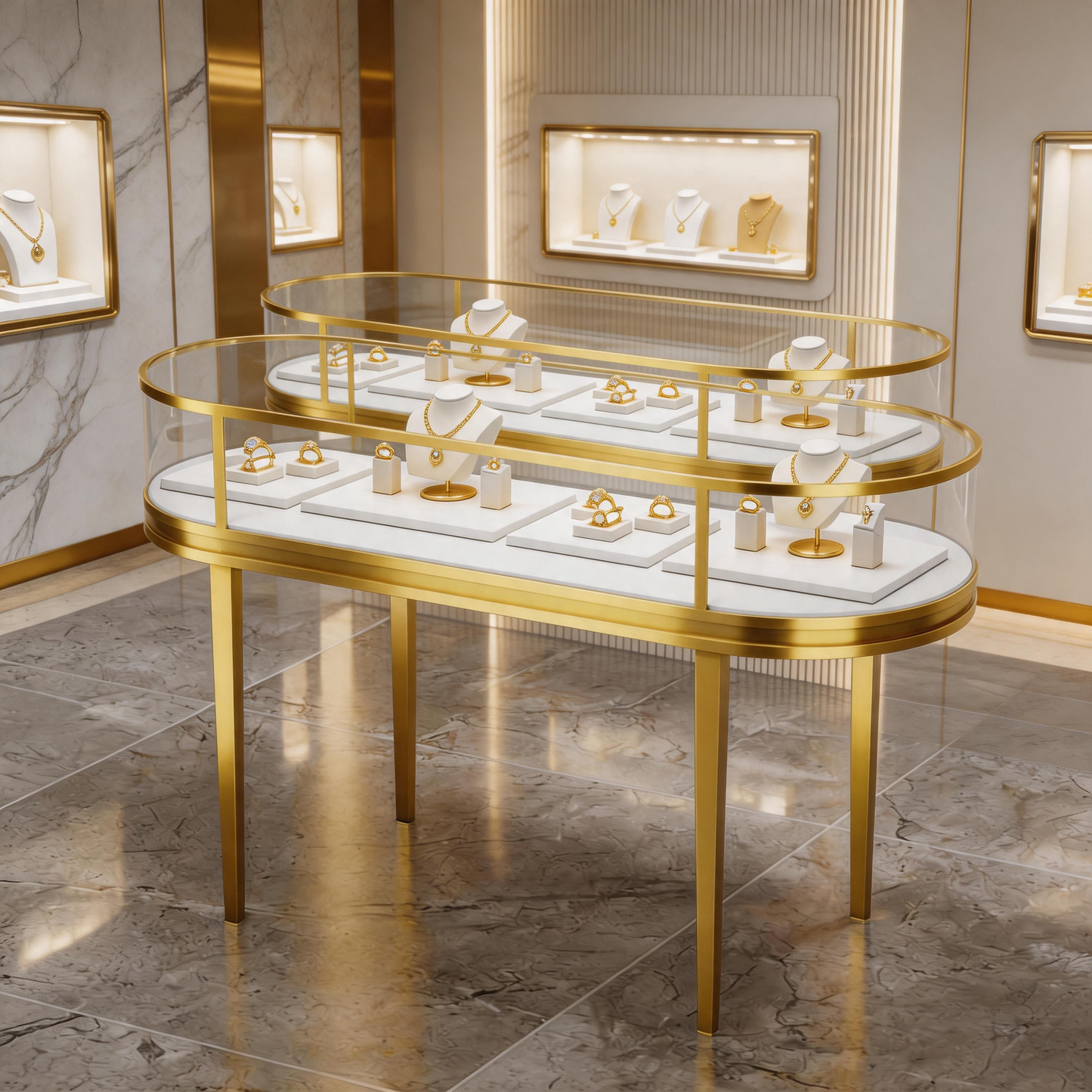 Heavy Duty Stainless Steel Jewelry Showcase - Rustproof Counter Display Stand for Shops Jewelry cabinet