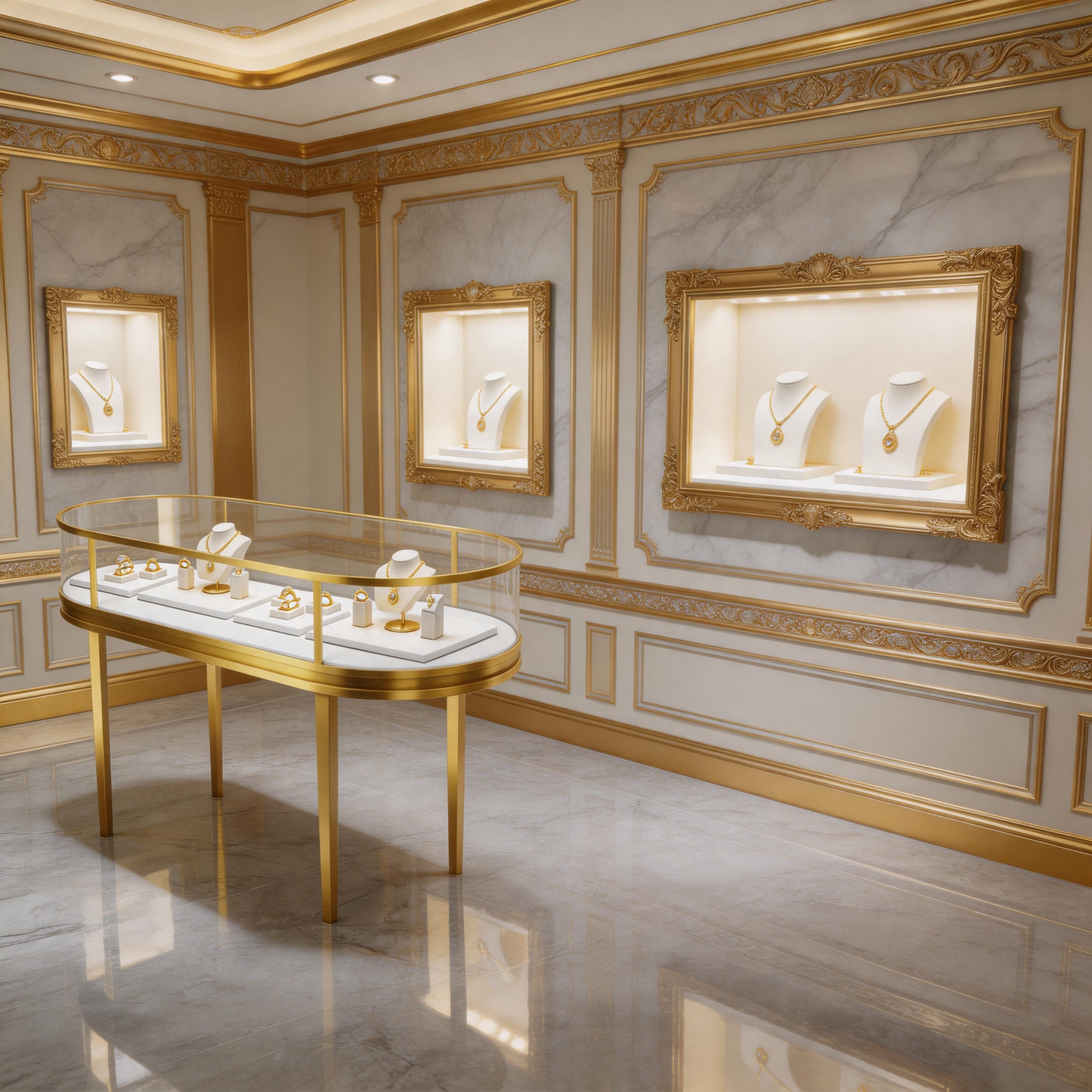 Heavy Duty Stainless Steel Jewelry Showcase - Rustproof Counter Display Stand for Shops Jewelry cabinet