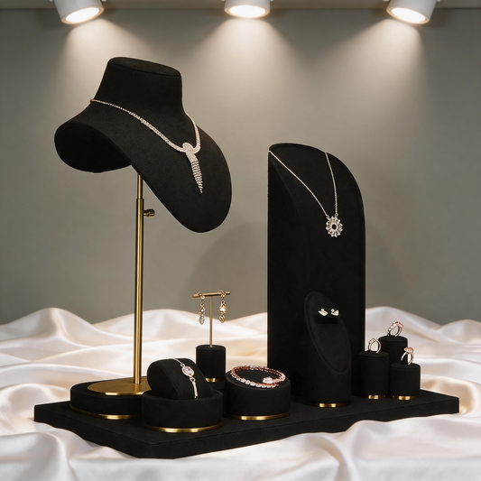 Metal Jewelry Display Stand - 2 Tier Iron Riser for Showcase