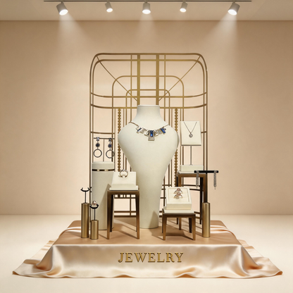Modern Metal Suede Jewelry Organizer and Showcase Stand