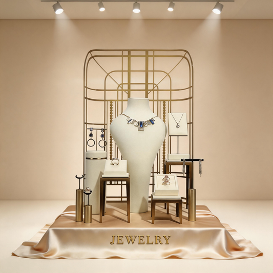 Modern Metal Suede Jewelry Organizer and Showcase Stand