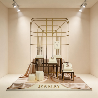 Metal Jewelry Display Stand - 2 Tier Iron Riser for Showcase