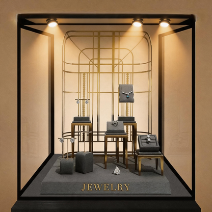Metal Jewelry Display Stand - 2 Tier Iron Riser for Showcase