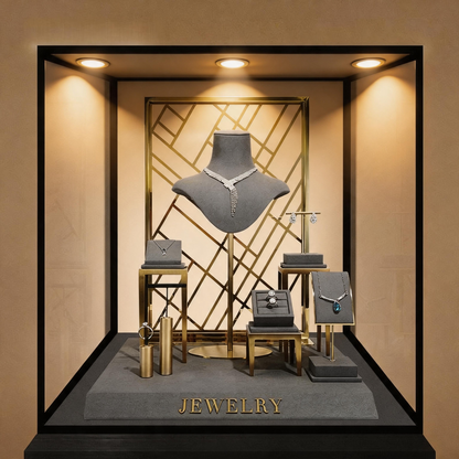 Metal Jewelry Display Stand - 2 Tier Iron Riser for Showcase