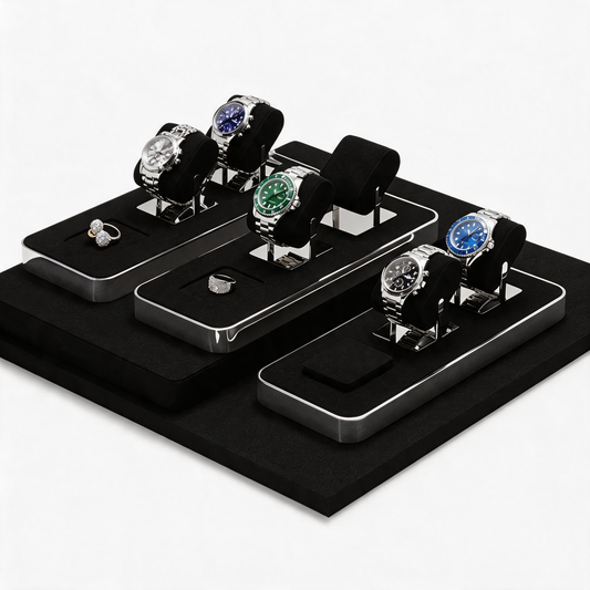 Metal Watch Display Box with Glass Lid - 6 Slot Steel Case