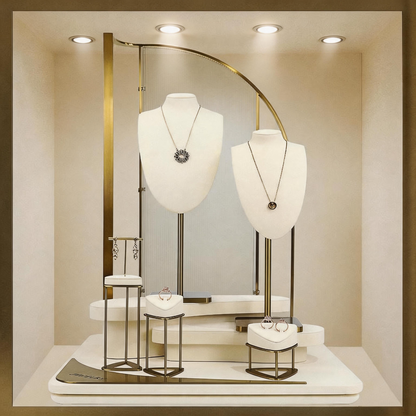 Minimalist Gold Metal Riser - Geometric Display for Shop
