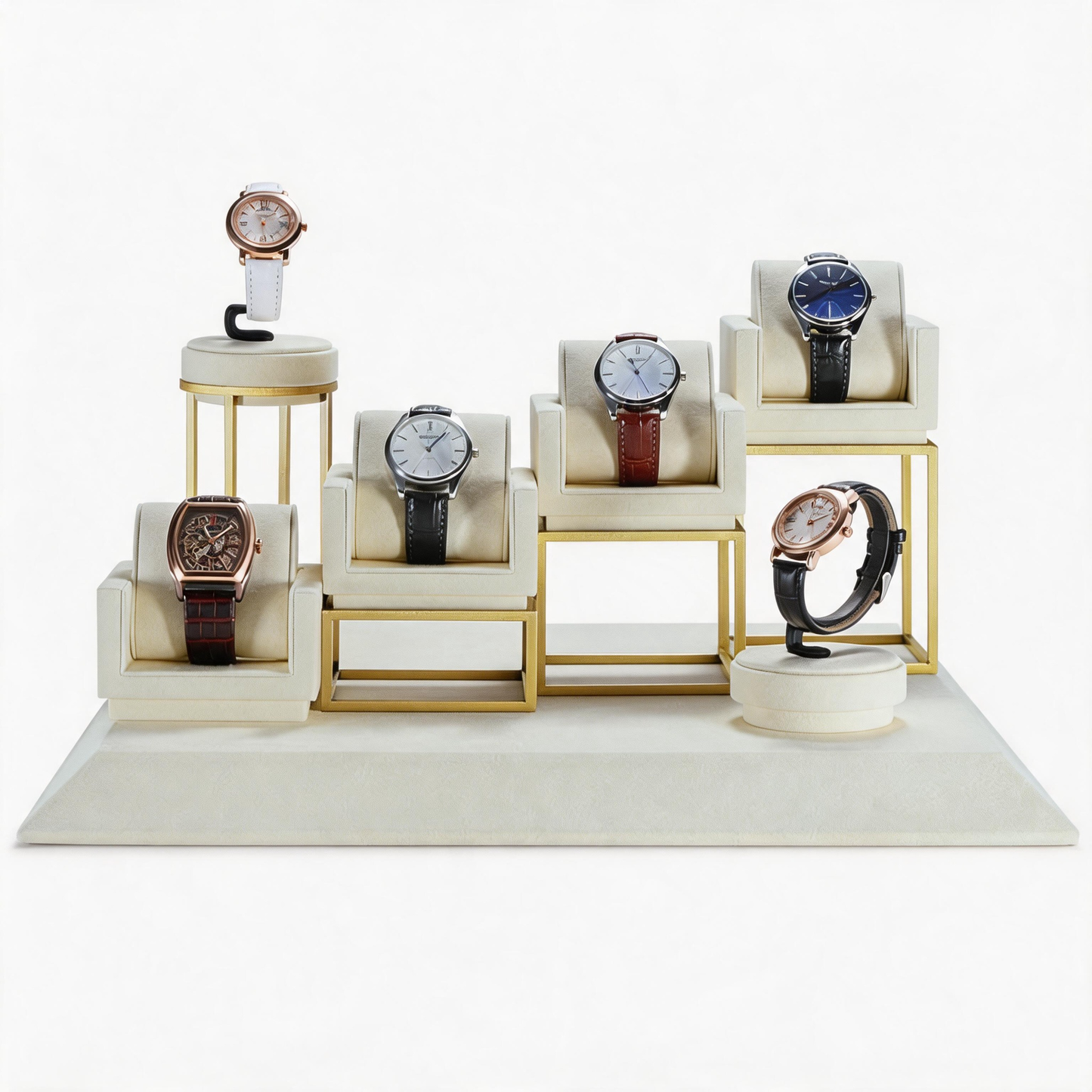 Stainless Steel Watch Display Case - Glass Top Showcase for Retail
