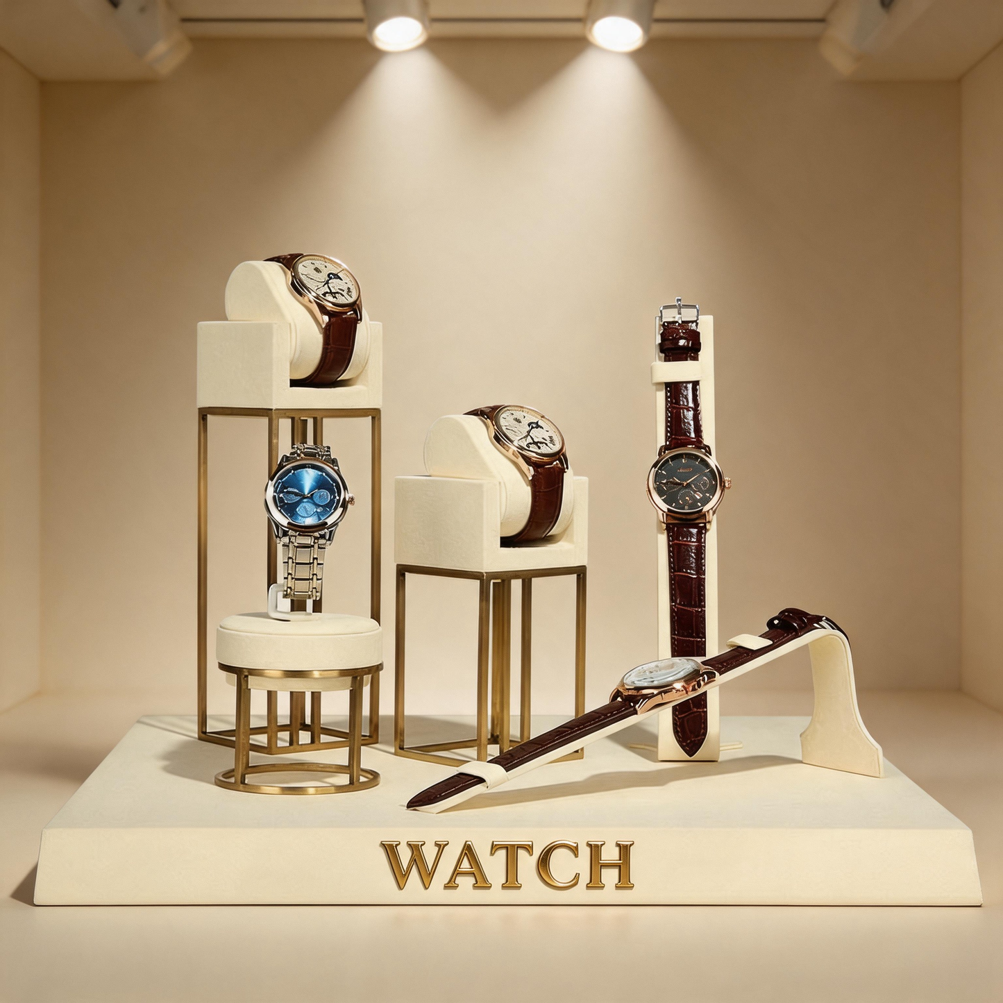 Stainless Steel Watch Display Case - Glass Top Showcase for Retail