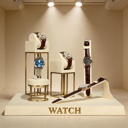 Stainless Steel Watch Display Case - Glass Top Showcase for Retail