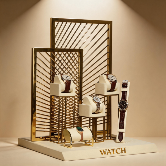 Stainless Steel Watch Display Case - Glass Top Showcase for Retail