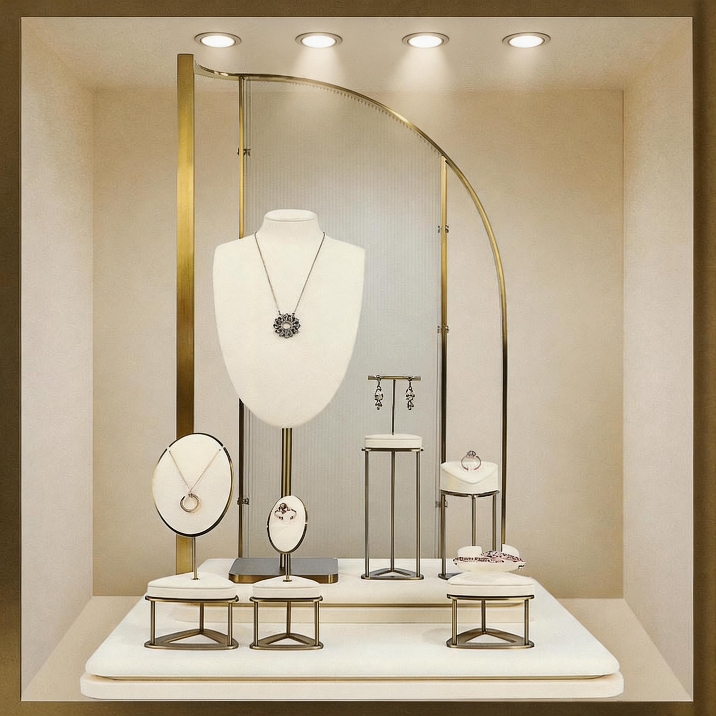 Minimalist Gold Metal Riser - Geometric Display for Shop