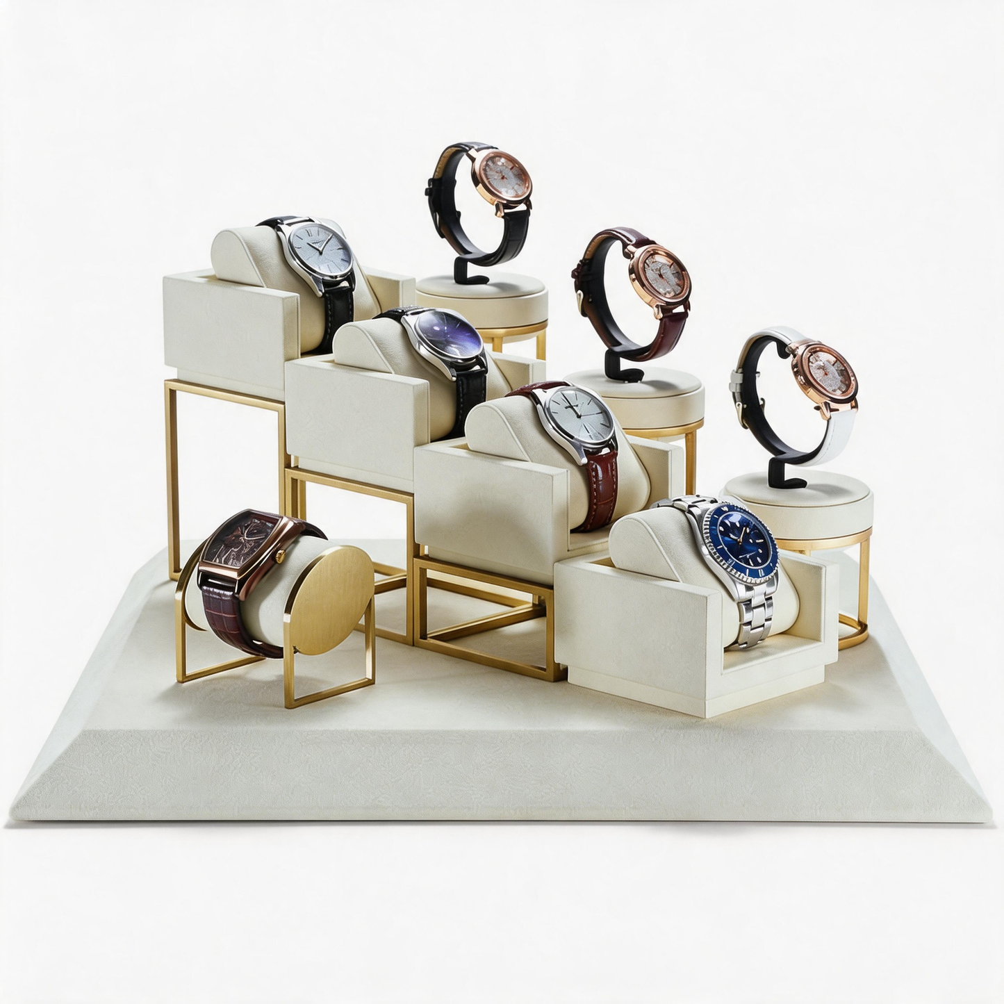Stainless Steel Watch Display Case - Glass Top Showcase for Retail