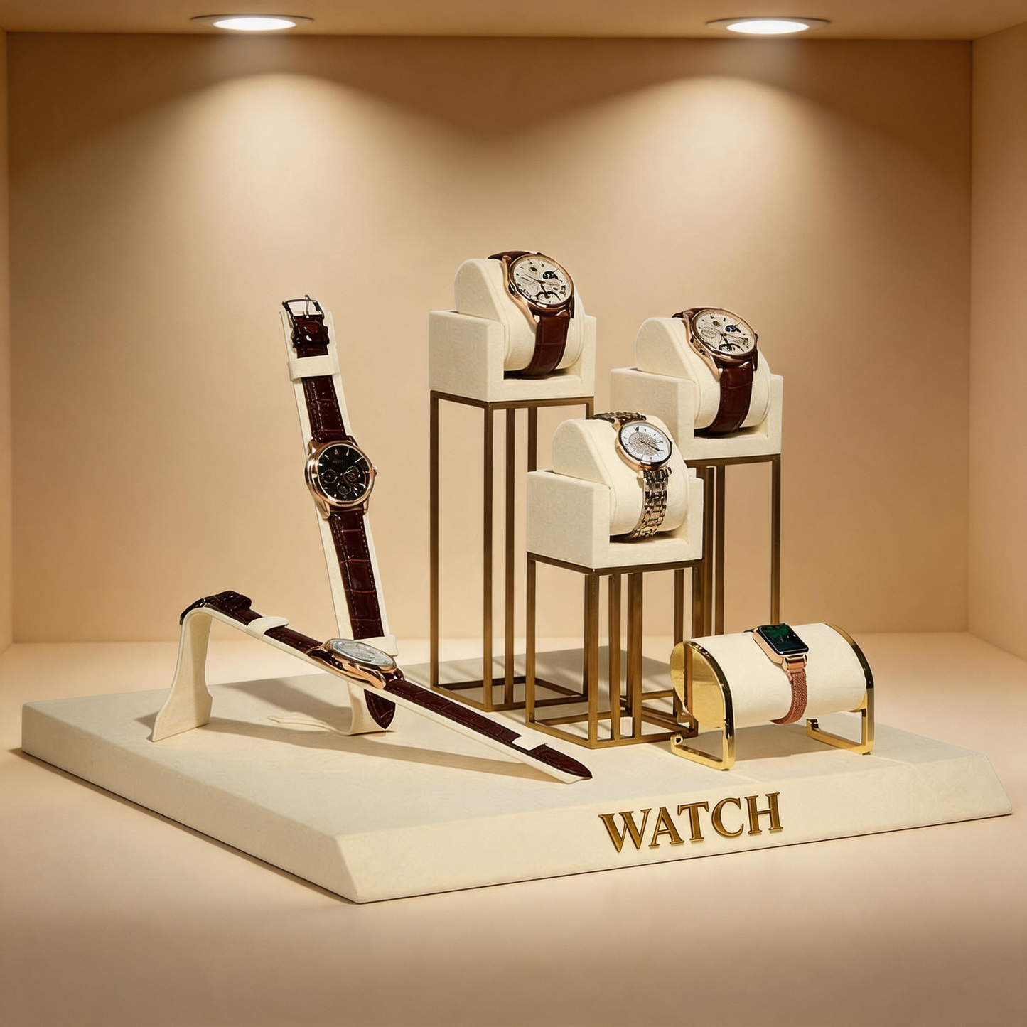 Stainless Steel Watch Display Case - Glass Top Showcase for Retail