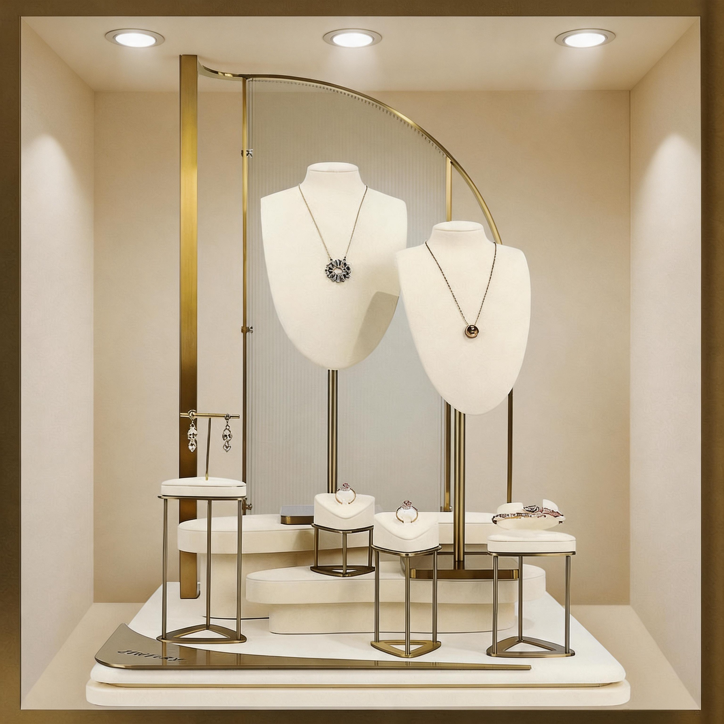 Minimalist Gold Metal Riser - Geometric Display for Shop