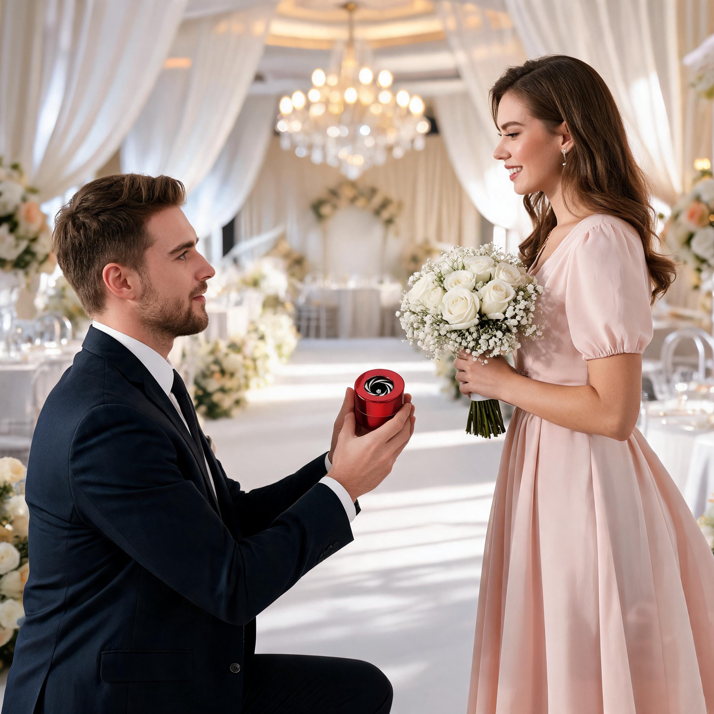 2PCS Plated plastic Ring Box, Unique Wedding Ring Case, Gift for Her