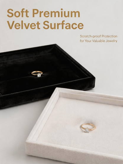 Velvet Jewelry Display Tray for Necklaces, Ring Showcase Organizer, Countertop Holder