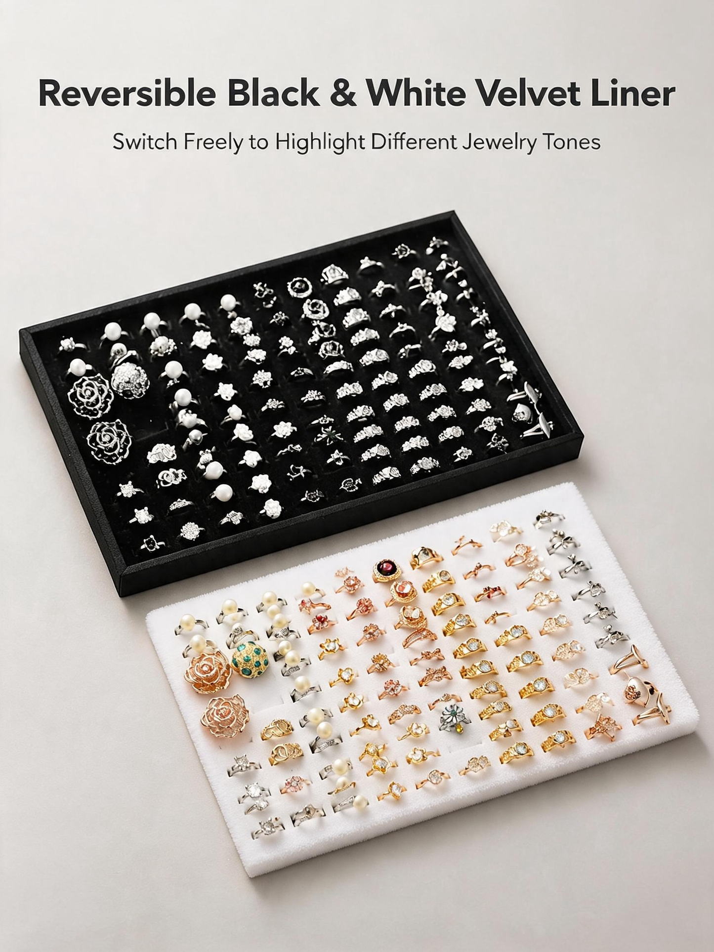 100 Ring Storage Box Paper Jewelry Organizer Display Case Bulk Container Holder