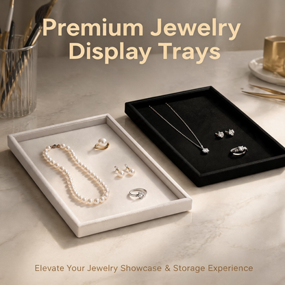 Velvet Jewelry Display Tray for Necklaces, Ring Showcase Organizer, Countertop Holder