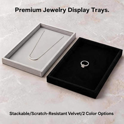 Velvet Jewelry Display Tray for Necklaces, Ring Showcase Organizer, Countertop Holder