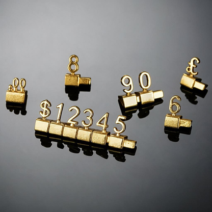 Modular Metal Price Display Numbers, Jewelry Shop Signs (USD, GBP,EURO)