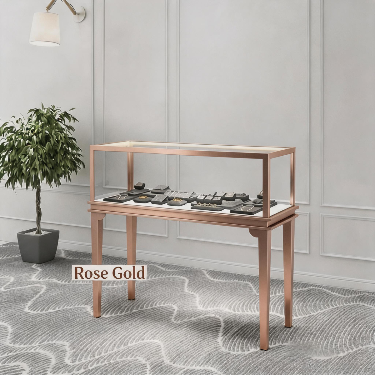 Glass Countertop Display Case for Jewelry Store Metal Showcase metal with paint Jewelry cabinet