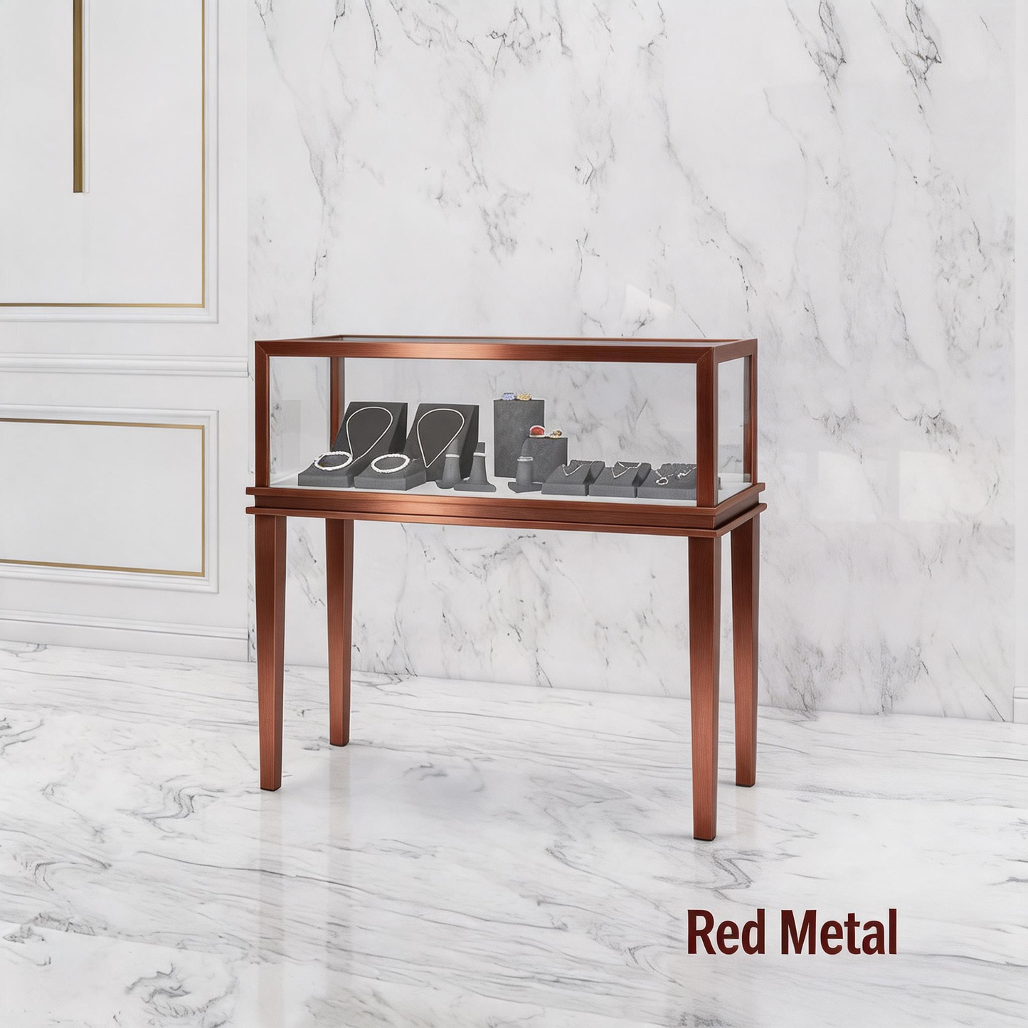 Minimalist Countertop Jewelry Display - Stainless Steel Showcase Stand for Boutiques Jewelry cabinet