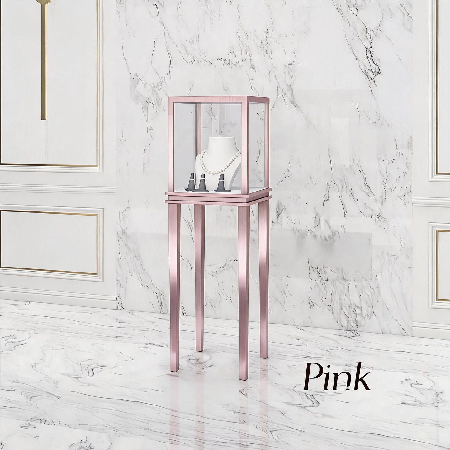 Minimalist Countertop Jewelry Display - Stainless Steel Showcase Stand for Boutiques Jewelry cabinet