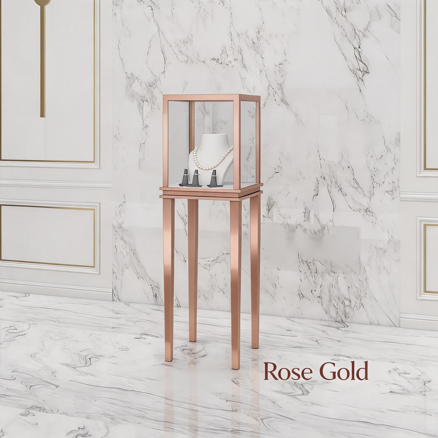 Minimalist Countertop Jewelry Display - Stainless Steel Showcase Stand for Boutiques Jewelry cabinet