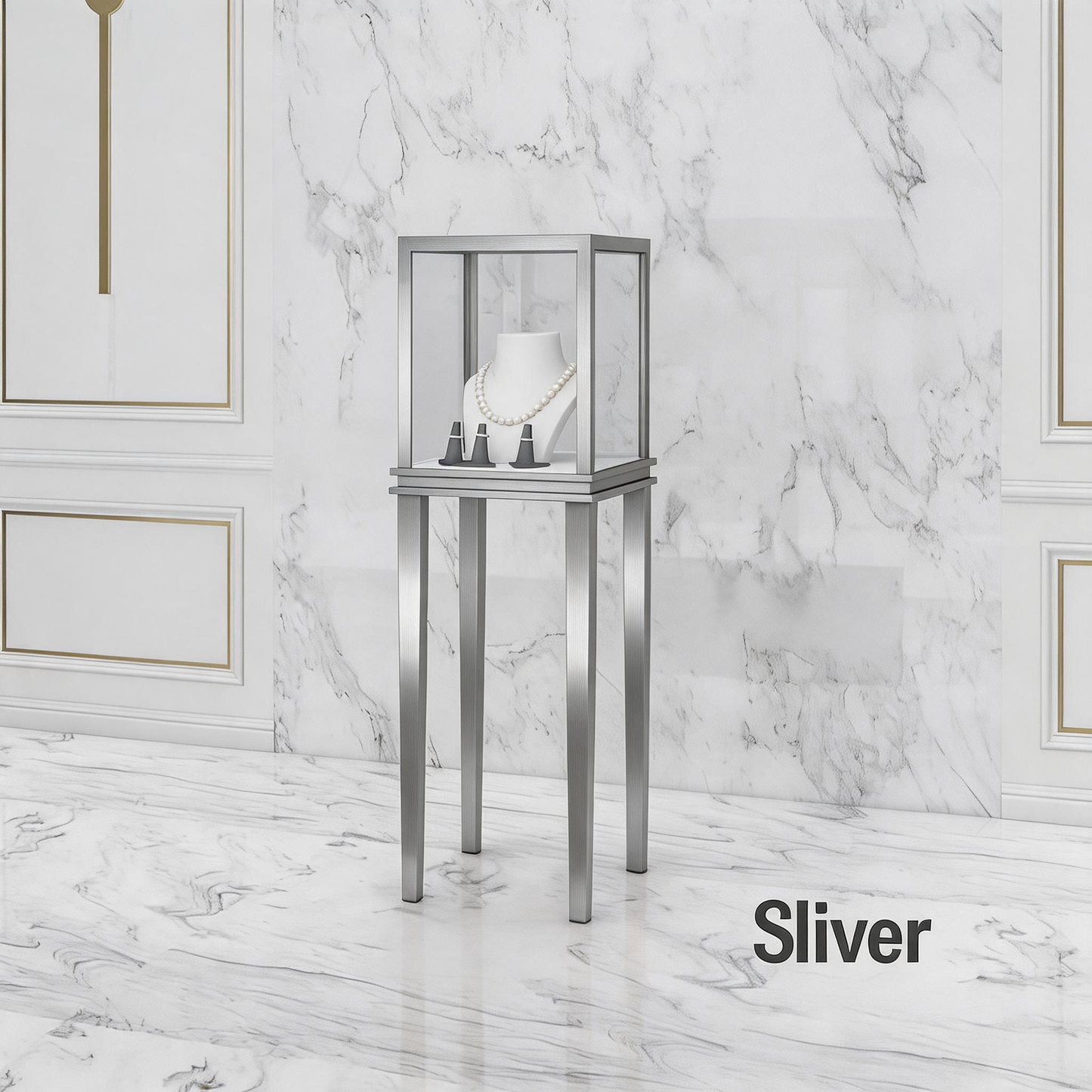 Minimalist Countertop Jewelry Display - Stainless Steel Showcase Stand for Boutiques Jewelry cabinet