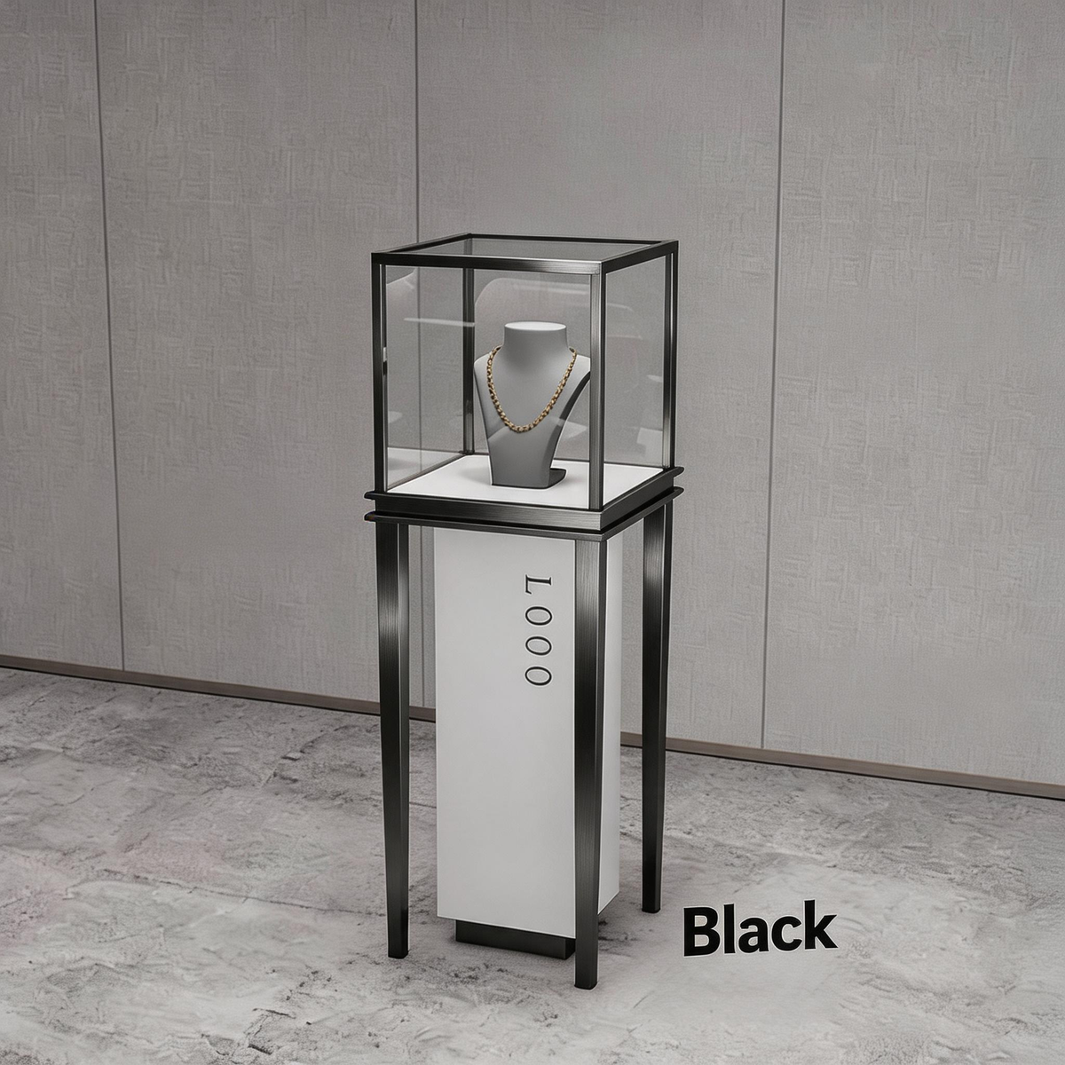 Stainless Steel Jewelry Display | Electroplated Metal Showcase with Glass Top & Logo Option for Boutiques