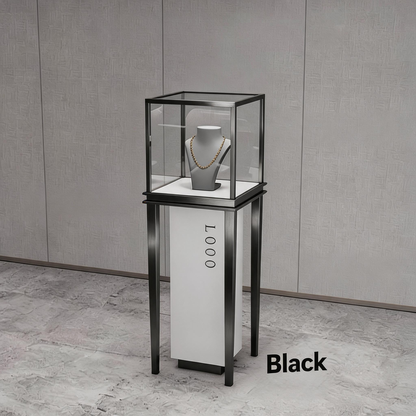 Stainless Steel Jewelry Display | Electroplated Metal Showcase with Glass Top & Logo Option for Boutiques