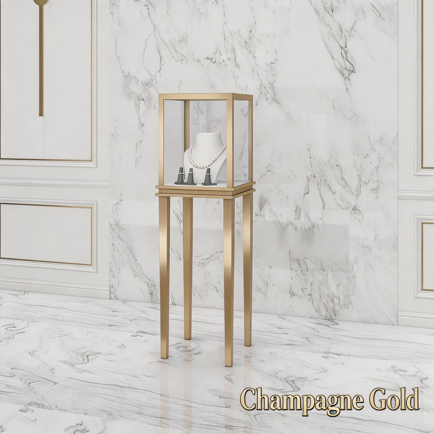 Minimalist Countertop Jewelry Display - Stainless Steel Showcase Stand for Boutiques Jewelry cabinet