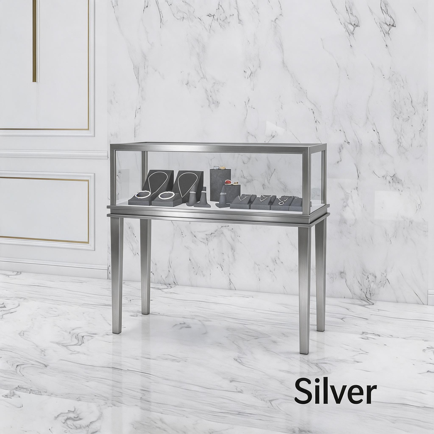 Minimalist Countertop Jewelry Display - Stainless Steel Showcase Stand for Boutiques Jewelry cabinet