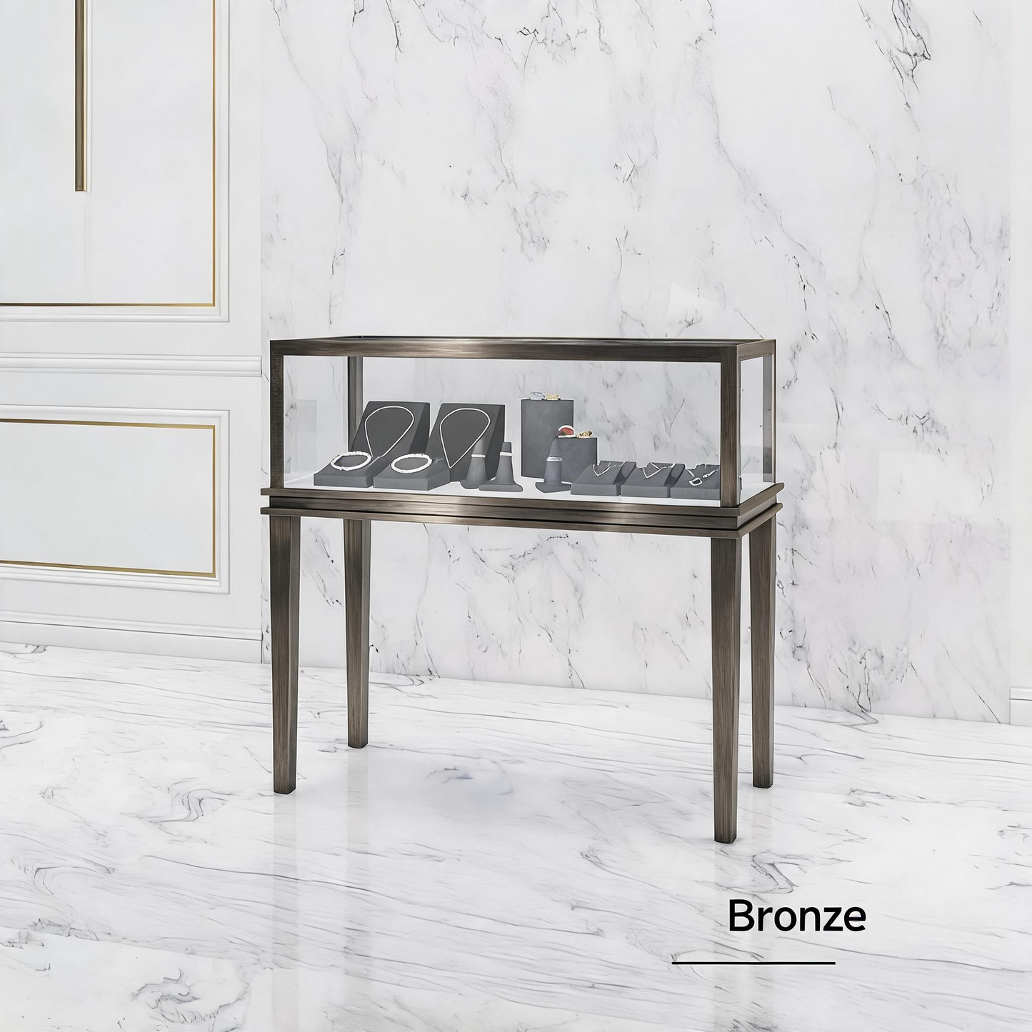 Minimalist Countertop Jewelry Display - Stainless Steel Showcase Stand for Boutiques Jewelry cabinet