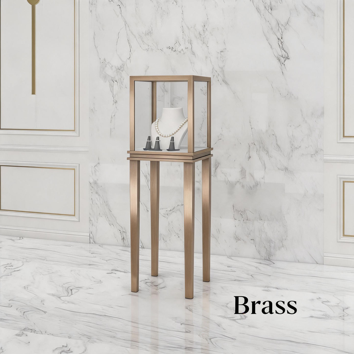 Minimalist Countertop Jewelry Display - Stainless Steel Showcase Stand for Boutiques Jewelry cabinet