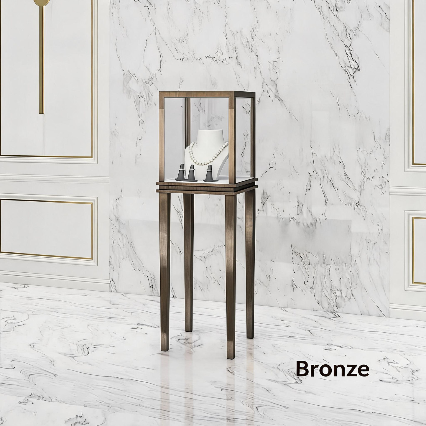 Minimalist Countertop Jewelry Display - Stainless Steel Showcase Stand for Boutiques Jewelry cabinet