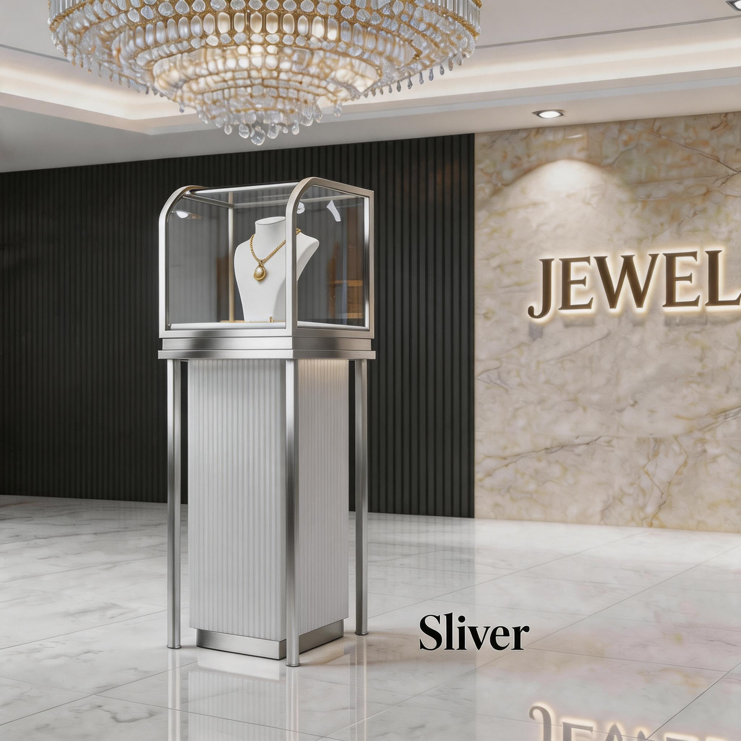 Stainless Steel Electroplated Jewelry Display Stand - Countertop Showcase Rack for Retail Stores Jewelry cabinet