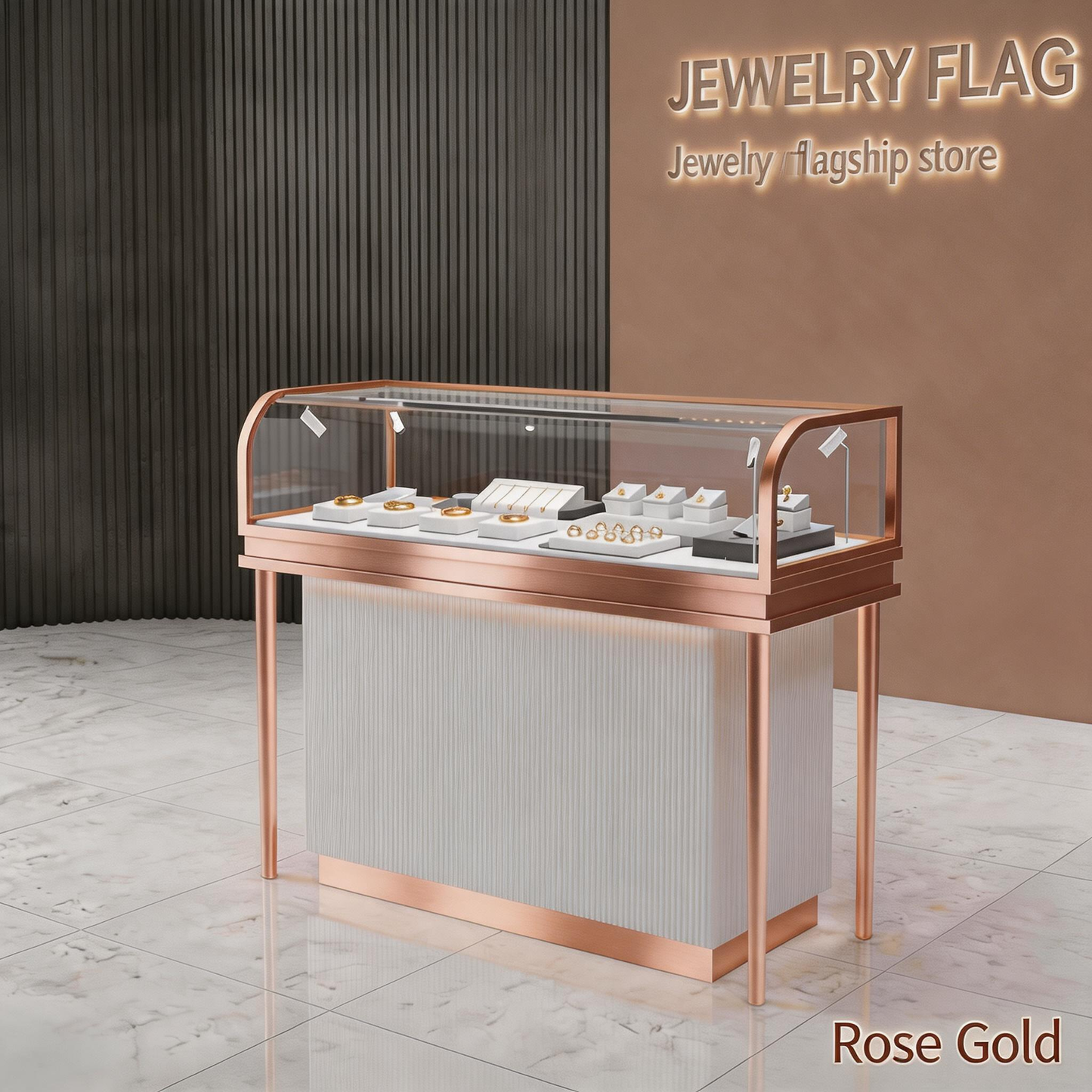 Stainless Steel Electroplated Jewelry Display Stand - Countertop Showcase Rack for Retail Stores Jewelry cabinet