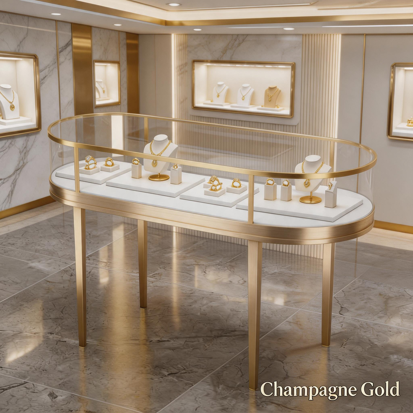 Heavy Duty Stainless Steel Jewelry Showcase - Rustproof Counter Display Stand for Shops Jewelry cabinet