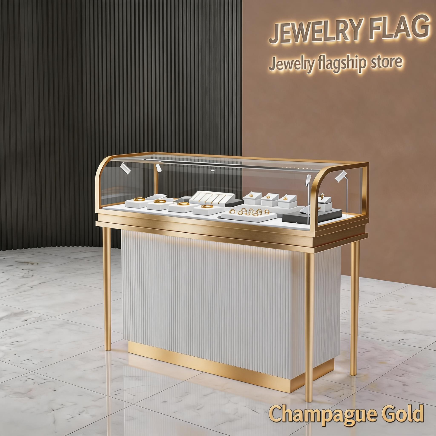 Stainless Steel Electroplated Jewelry Display Stand - Countertop Showcase Rack for Retail Stores Jewelry cabinet
