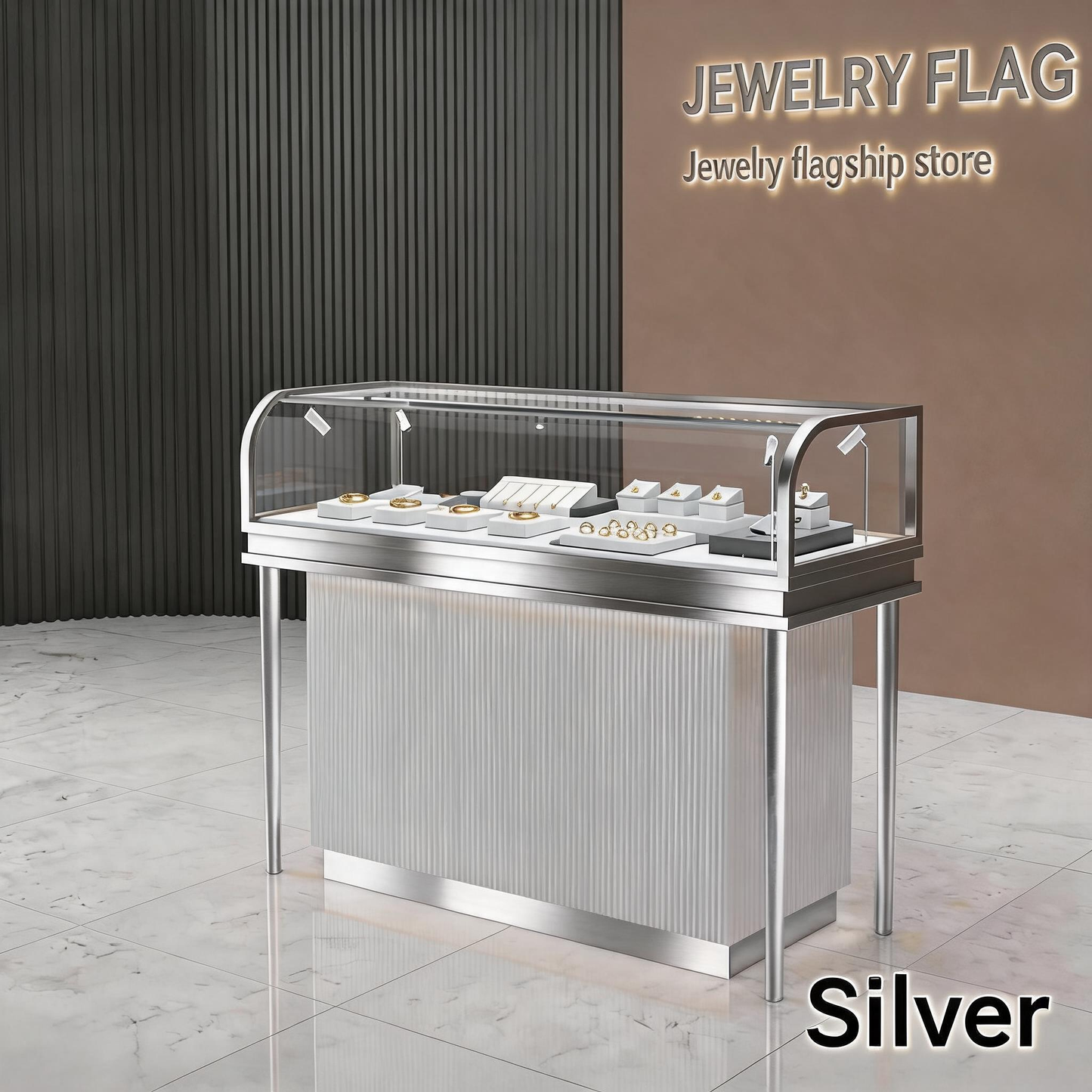 Stainless Steel Electroplated Jewelry Display Stand - Countertop Showcase Rack for Retail Stores Jewelry cabinet