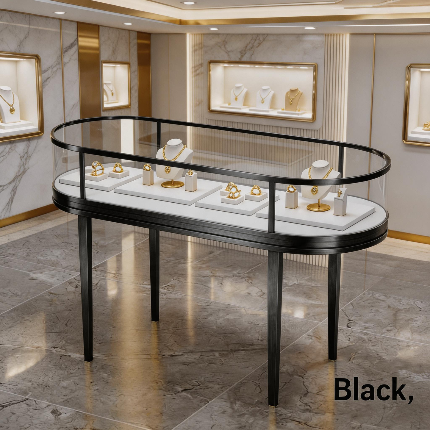 Heavy Duty Stainless Steel Jewelry Showcase - Rustproof Counter Display Stand for Shops Jewelry cabinet