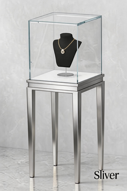 Stainless steel Luxury Jewelry Display Cabinet, Tempered Glass, Dual-Row LED, Gold Finish