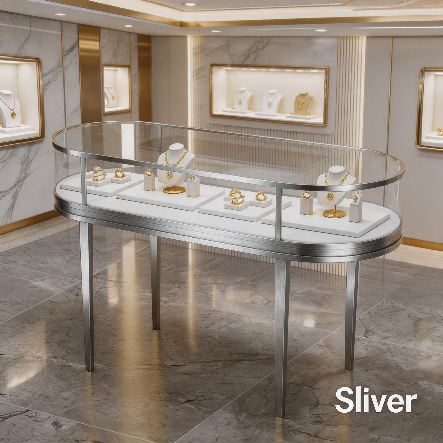 Heavy Duty Stainless Steel Jewelry Showcase - Rustproof Counter Display Stand for Shops Jewelry cabinet
