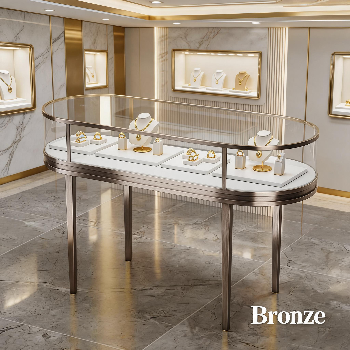 Heavy Duty Stainless Steel Jewelry Showcase - Rustproof Counter Display Stand for Shops Jewelry cabinet