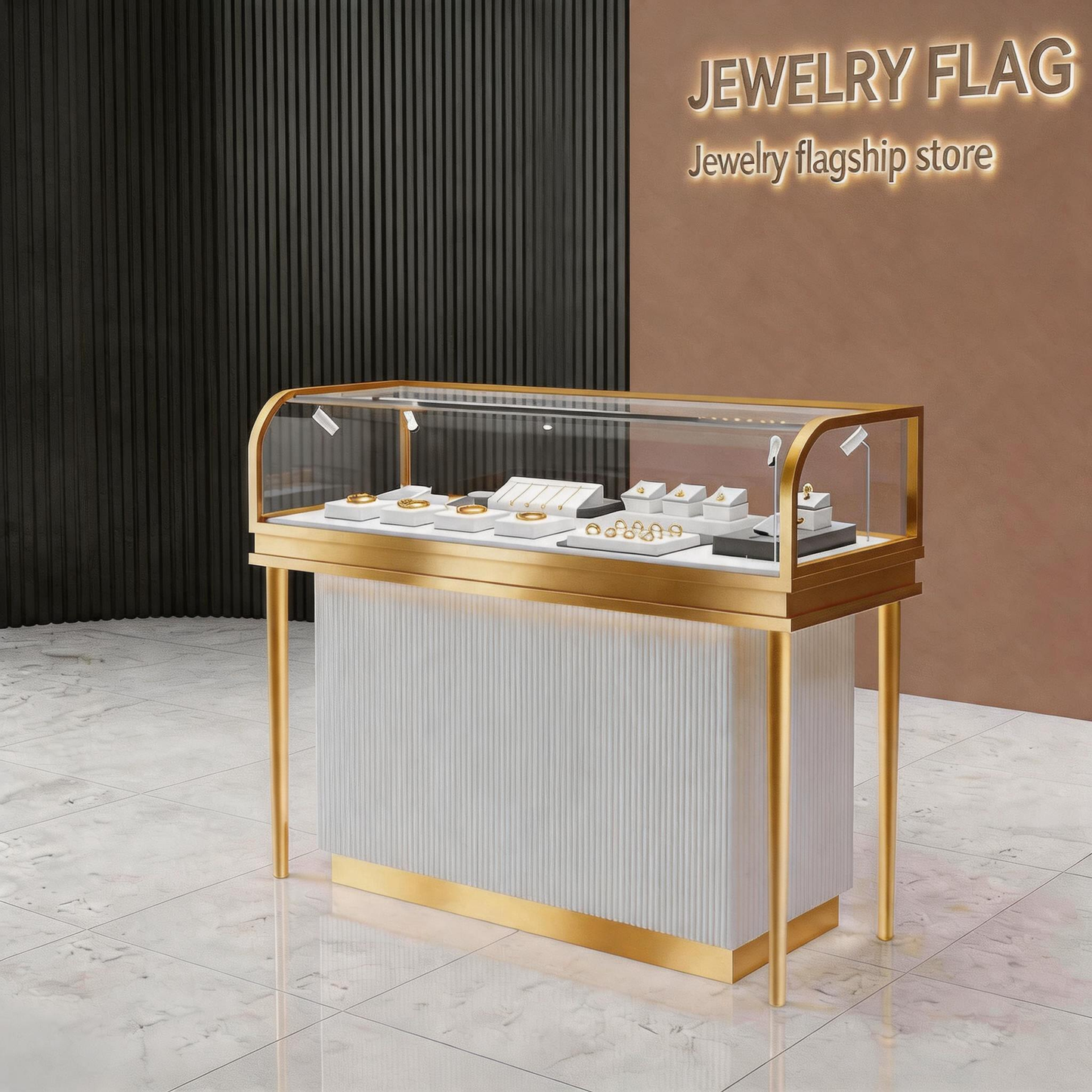 Stainless Steel Electroplated Jewelry Display Stand - Countertop Showcase Rack for Retail Stores Jewelry cabinet